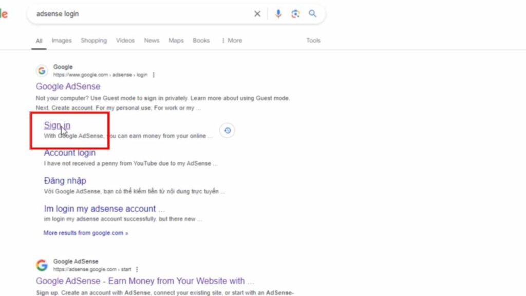 google adsense sign in