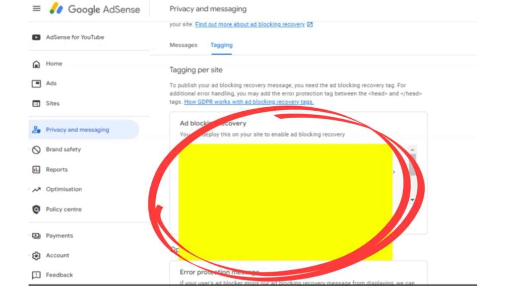 copy code for ad-blocking recovery